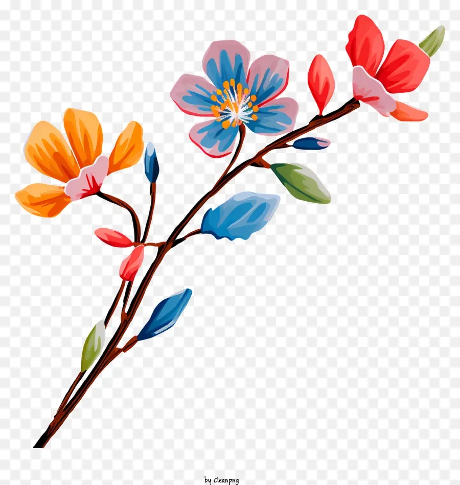 Ramo Com Flores，Flores Coloridas PNG