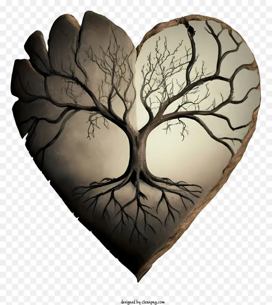 Árvore Que Cresce Fora De Coração，Forma De Coração Rachado PNG
