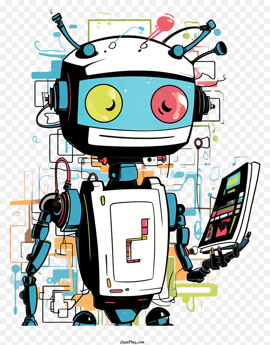 Robô Com Tablet，Imagem Do Robô PNG