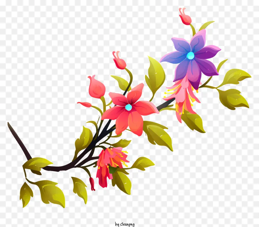 Flores Vibrantes，Flor Do Ramo PNG