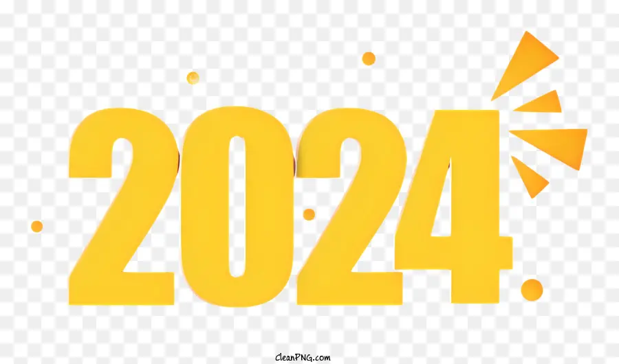 Adesivo Amarelo，Feliz Ano Novo 2024 PNG