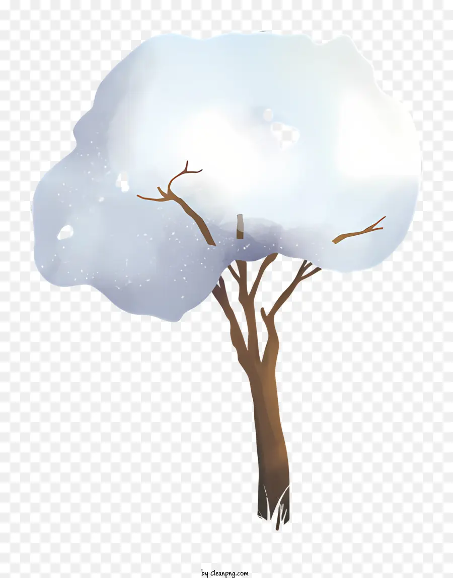 árvore Coberta De Neve，Pássaro No Ramo PNG