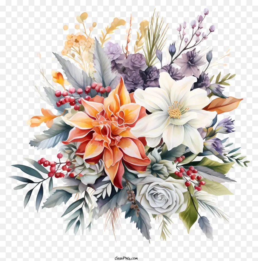 Pintura Em Aquarela，Bouquet Of Flowers PNG