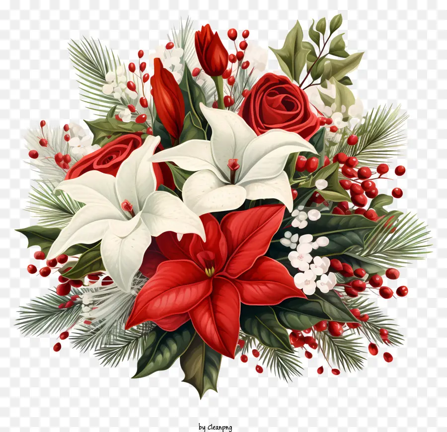 Buquê，Flores Vermelhas E Brancas PNG