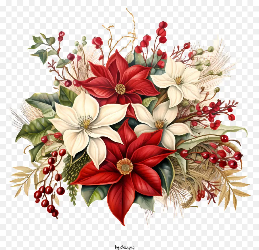Arranjo Floral，Red Poinsettias PNG