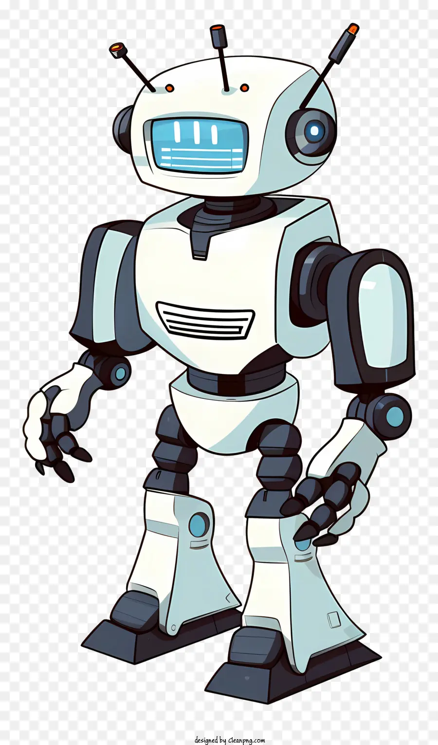 Caráter Robô Do Desenho Animado，Design De Robô Branco E Preto PNG