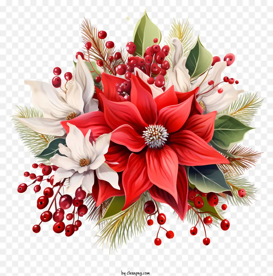 Buquê De Flores，Flores Vermelhas E Brancas PNG