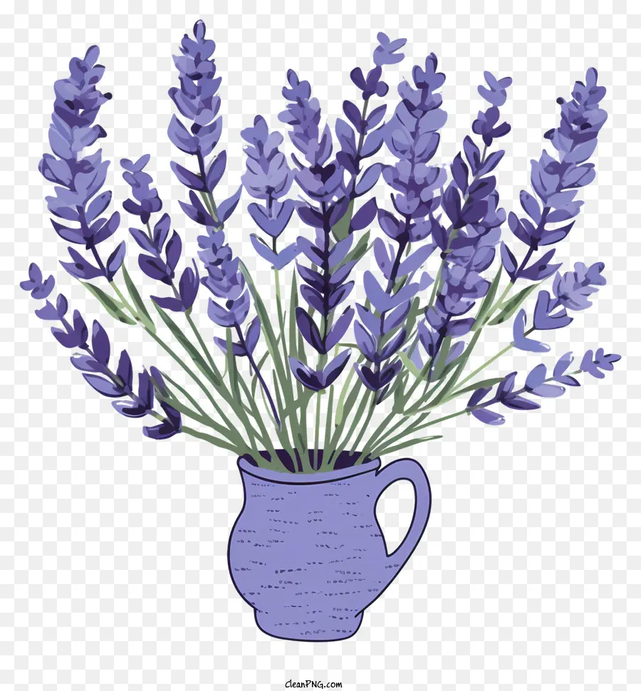 Flores De Lavanda，Vaso De Cerâmica Azul PNG