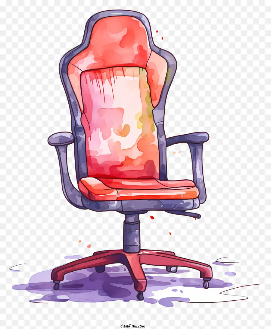 Vermelho Cadeira De Escritório，Pintura Em Aquarela PNG