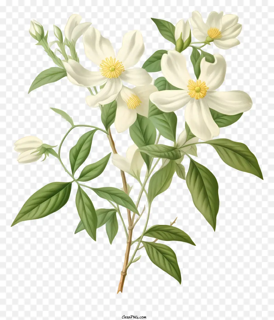 Flores Brancas De Dogwood，Folhas Verdes PNG