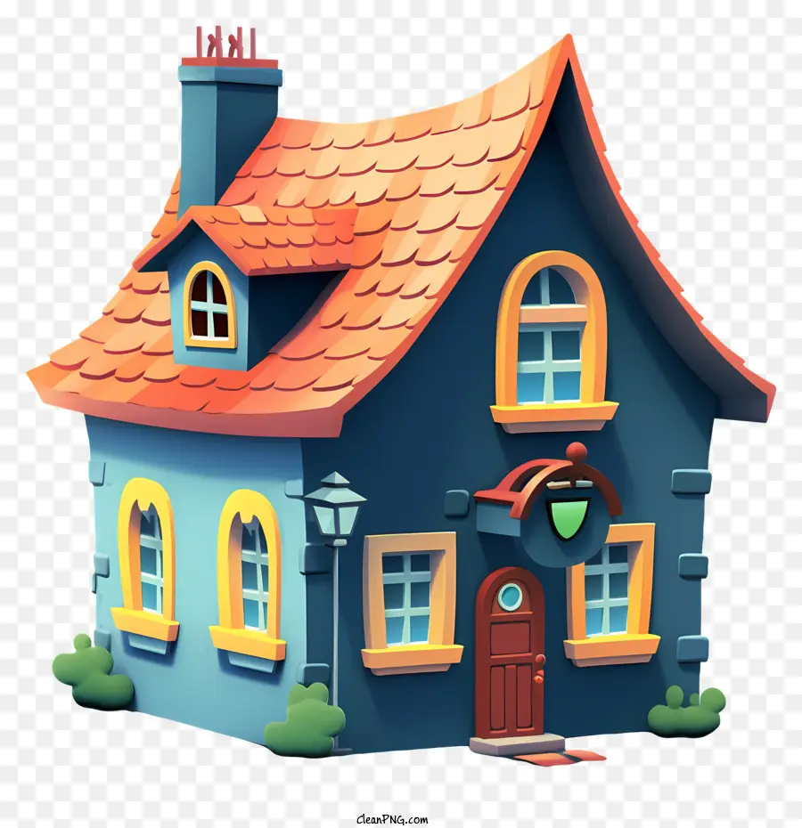 Pequena Casa Azul，Telhado De Azulejo Vermelho PNG