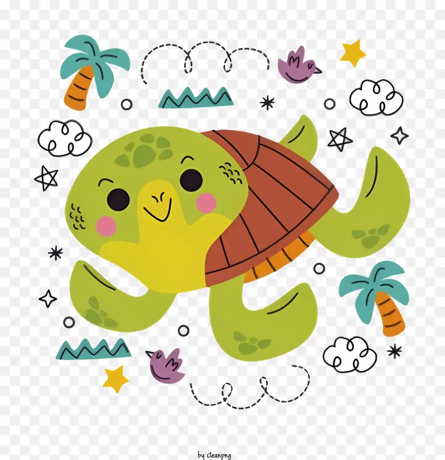 Bonito Dos Desenhos Animados Da Tartaruga，Tartaruga Colorida PNG