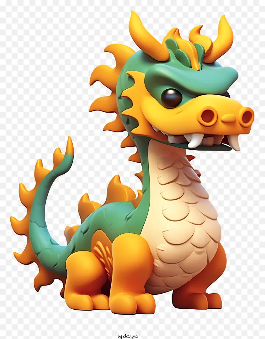Desenho Animado Dragon，Colar Azul E Laranja PNG