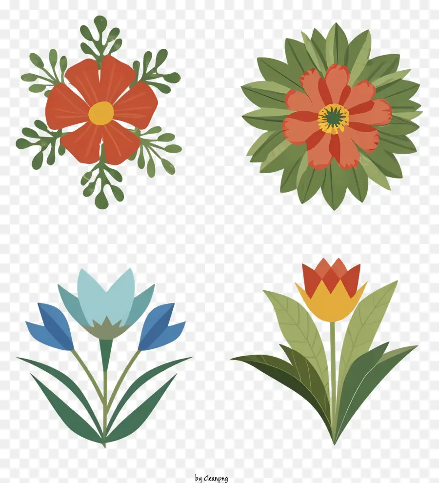 Ícones De Flores，Flores De Laranja E Amarelo PNG