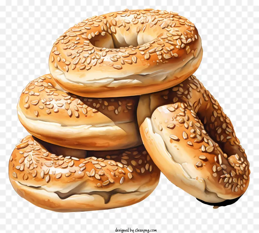 Bagels Assados，Bagels De Sementes De Gergelim PNG