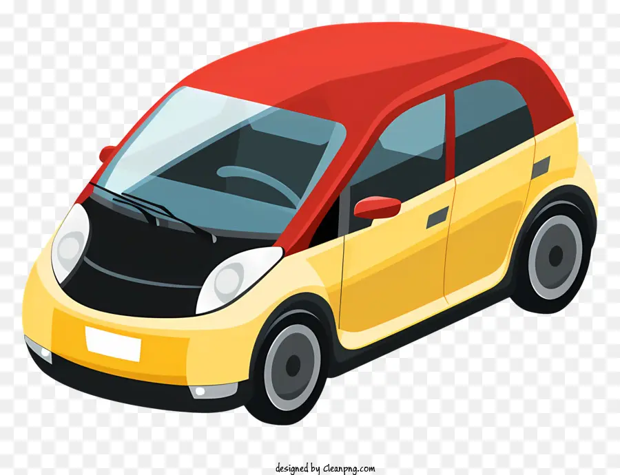 Carro Compacto Amarelo，Acentos Vermelhos PNG