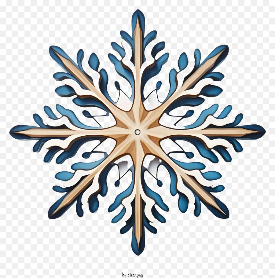 Design De Floco De Neve，Blue And Gold Snowflake PNG