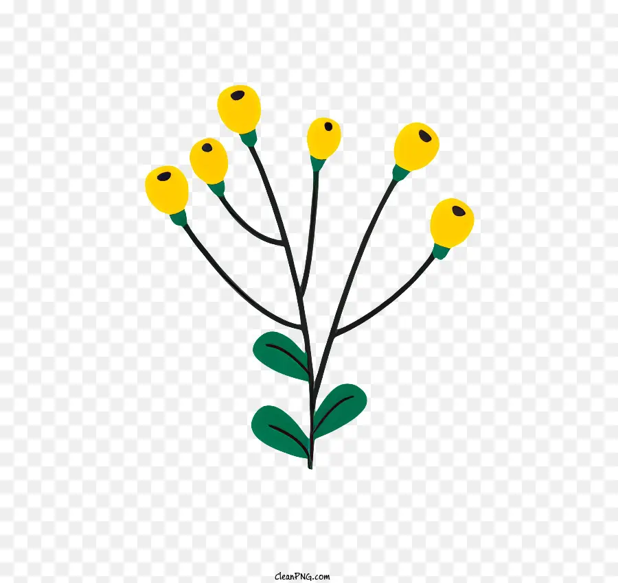 Pequena Planta，Flores Amarelas PNG
