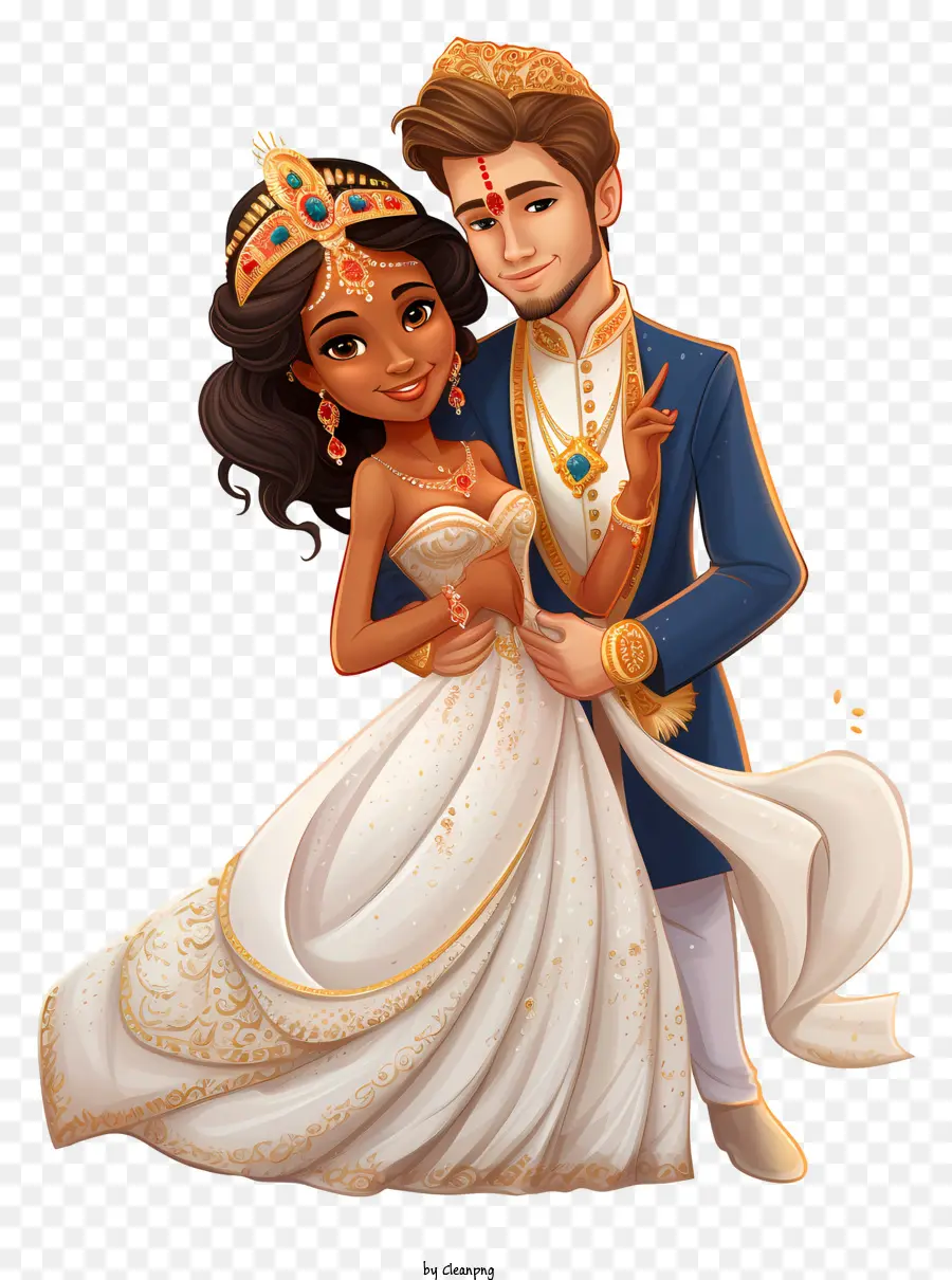Ilustração Do Casamento De Desenhos Animados，Traje De Casamento Tradicional PNG