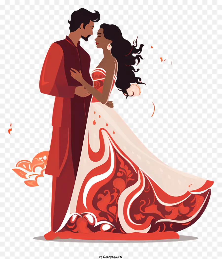 Traje De Casamento Tradicional，Traje De Casamento Vermelho E Branco PNG