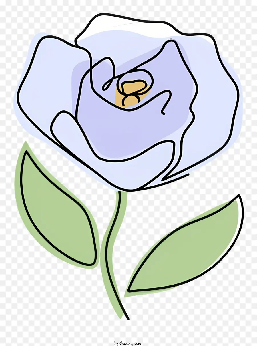 Rosa Azul，Folhas Verdes PNG
