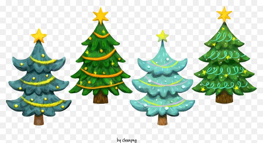 árvores De Natal，Estrelas De Ouro PNG