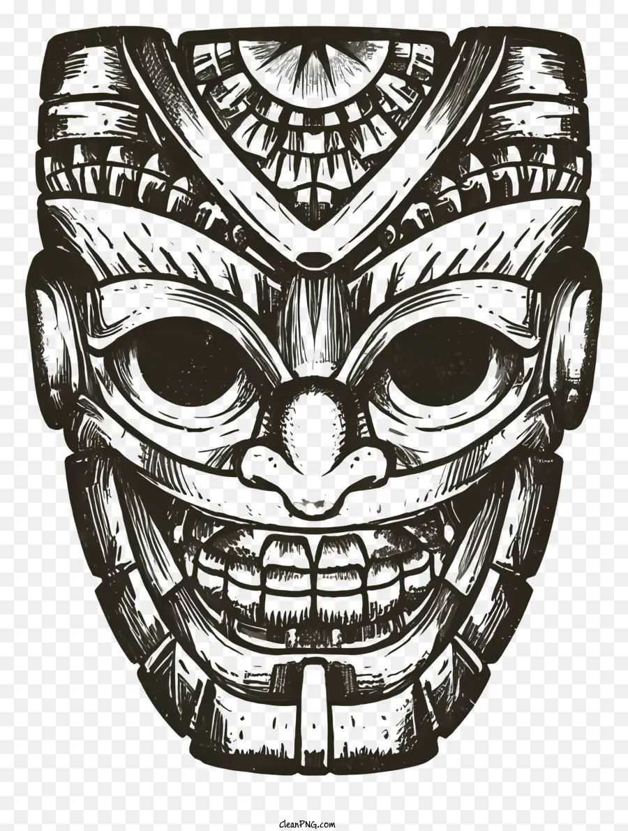 Tiki Máscara，Escultura Em Madeira PNG