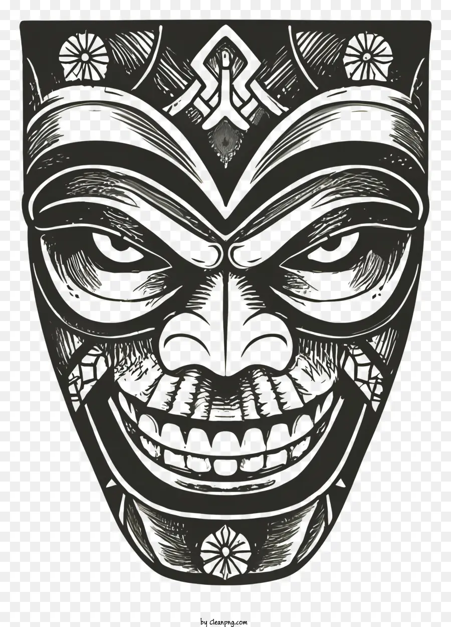 Escultura De Máscara Tiki，Máscara De Metal Escuro PNG