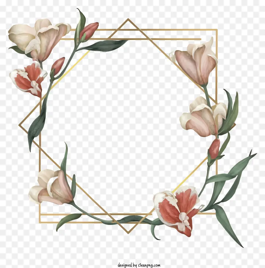 Floral Moldura，Triângulo De Ouro PNG