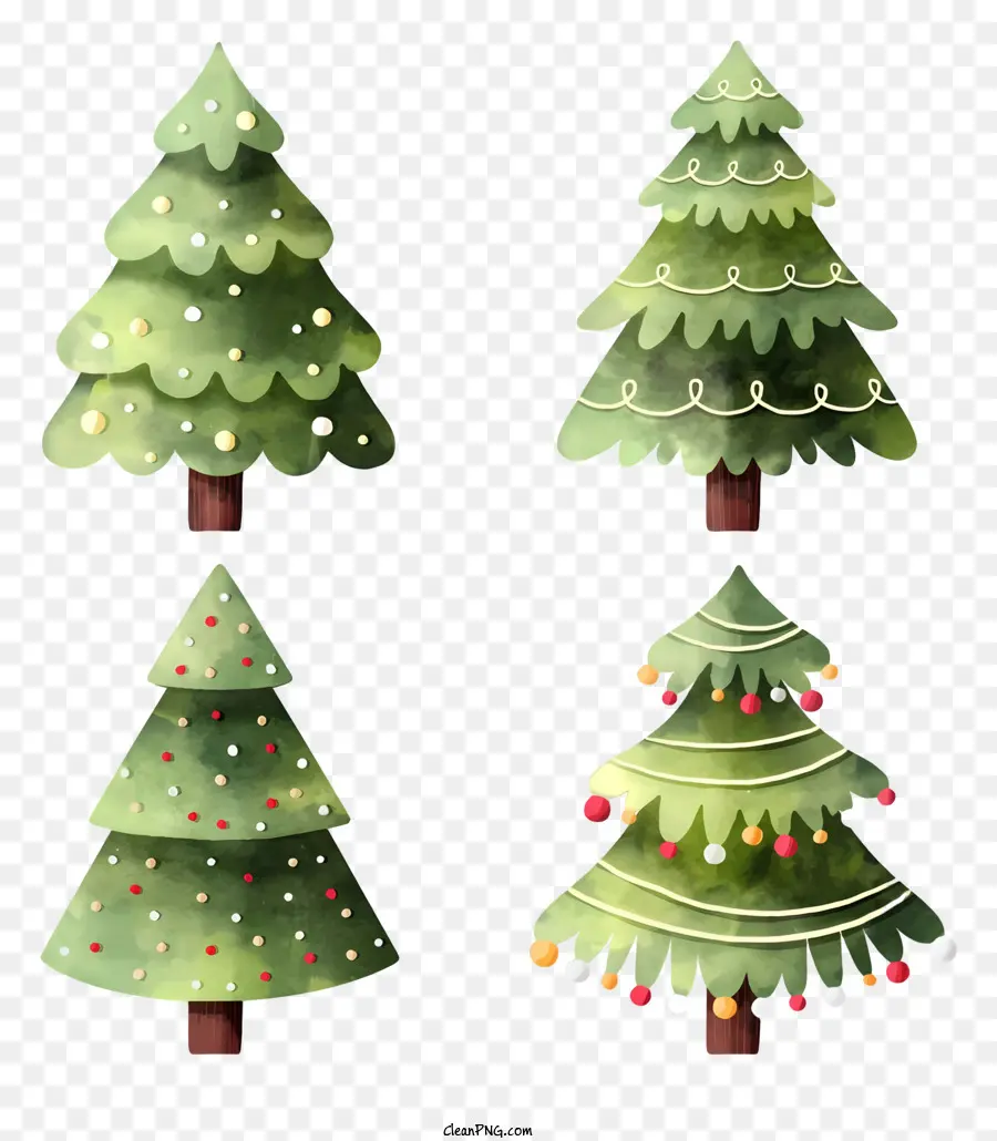 Ilustrações Em Aquarela，árvores De Natal PNG