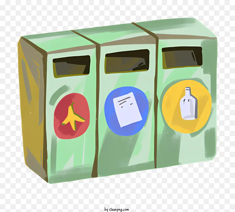 Metal Lata De Lixo，Três Compartimentos PNG