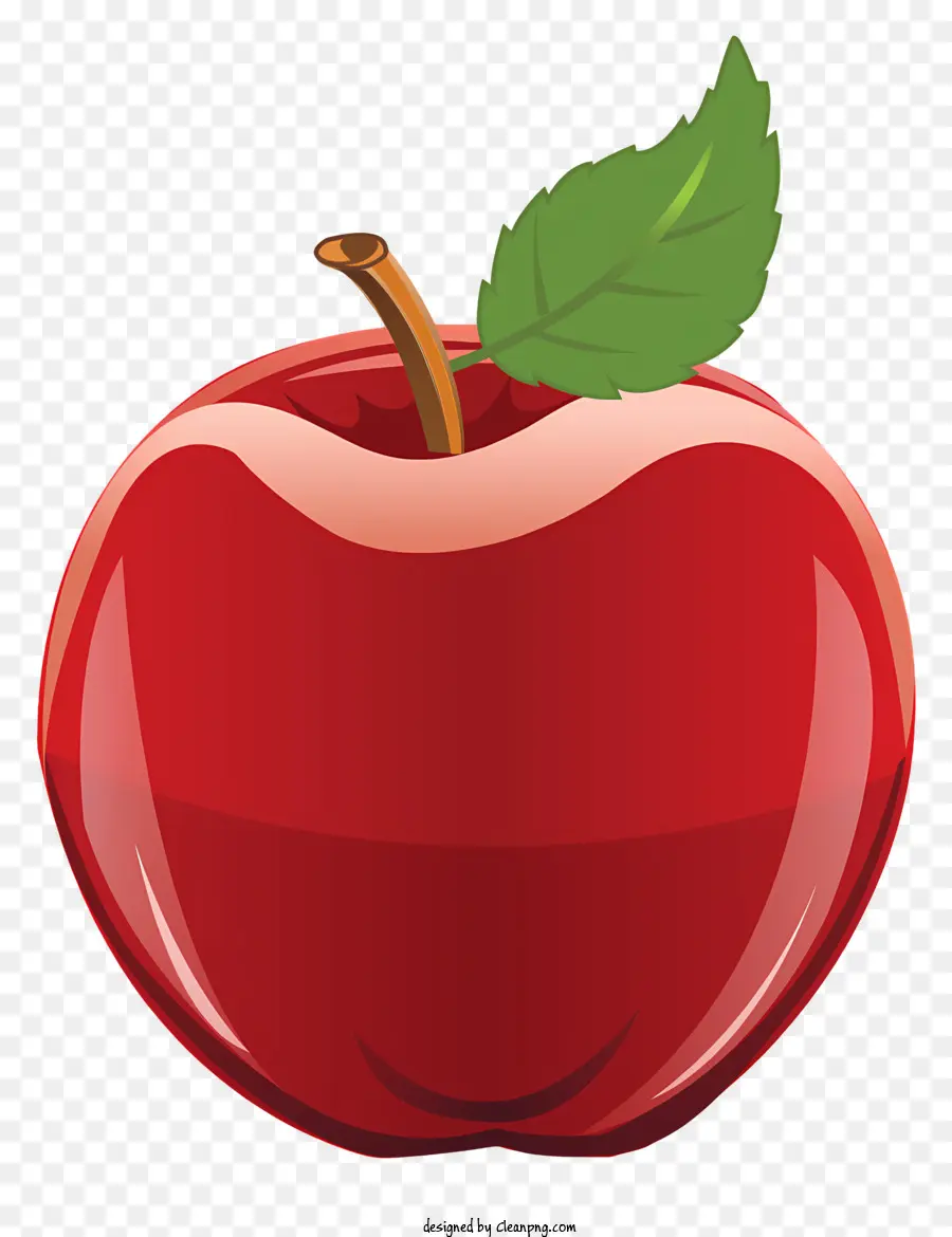 A Red Apple，Folha Verde PNG