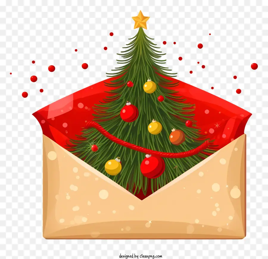 Envelope Vermelho，árvore De Natal PNG