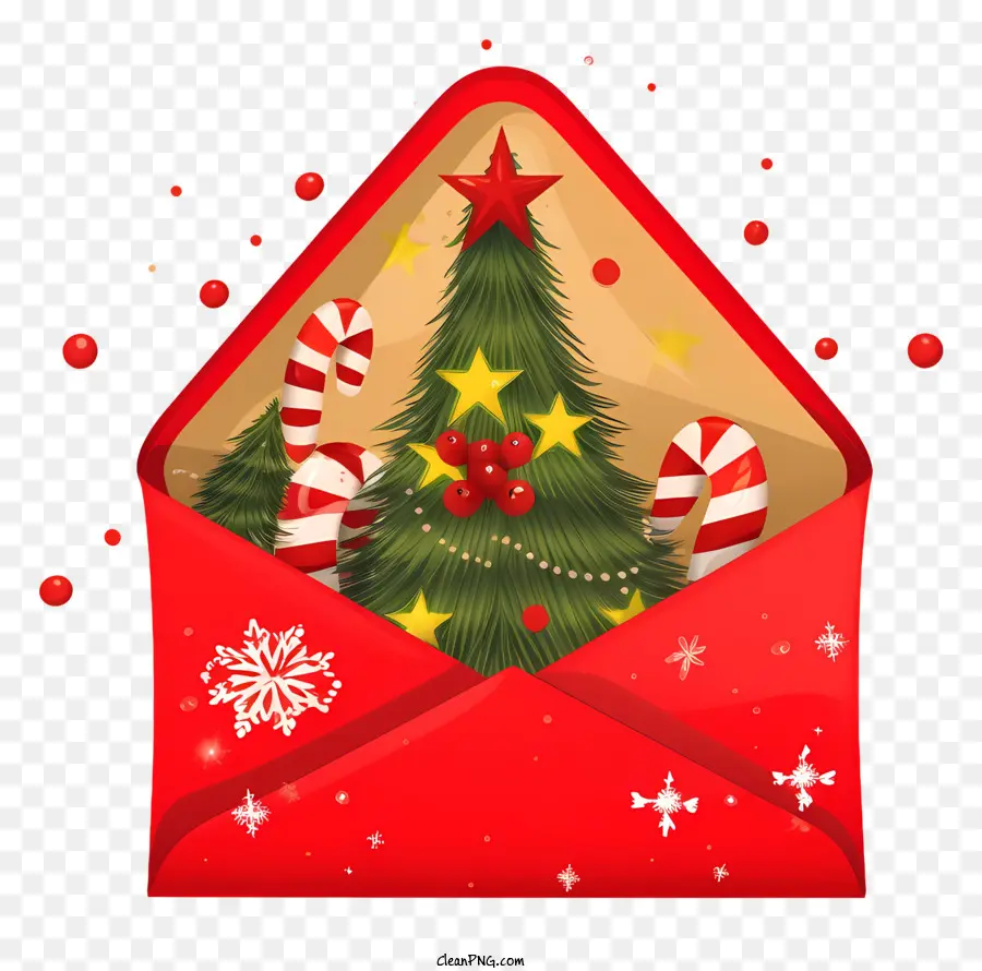 Envelope Vermelho，árvore De Natal PNG