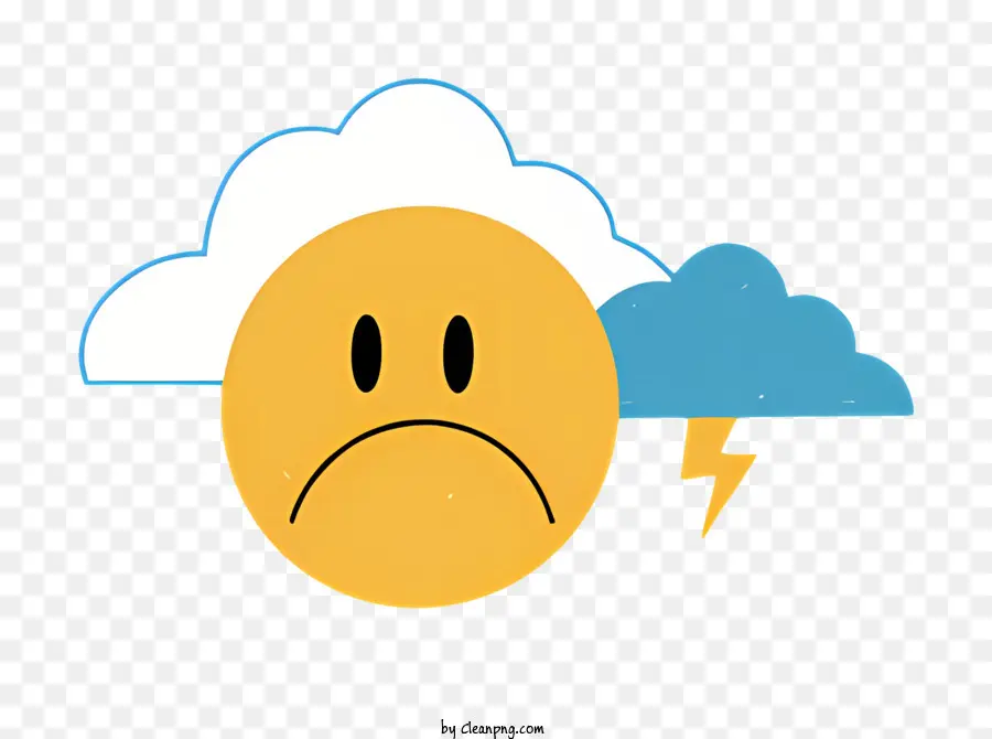 Ilustração De Nuvem，Emoji Triste PNG