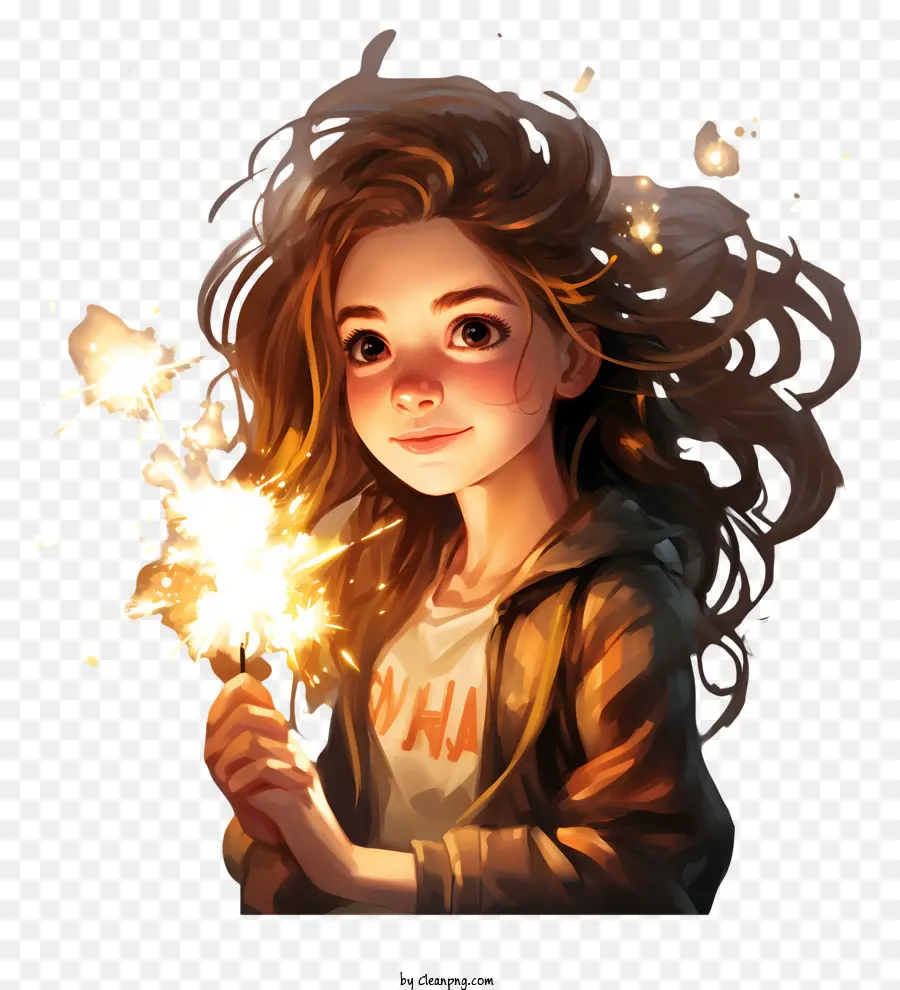 Sparkler，Young Woman PNG