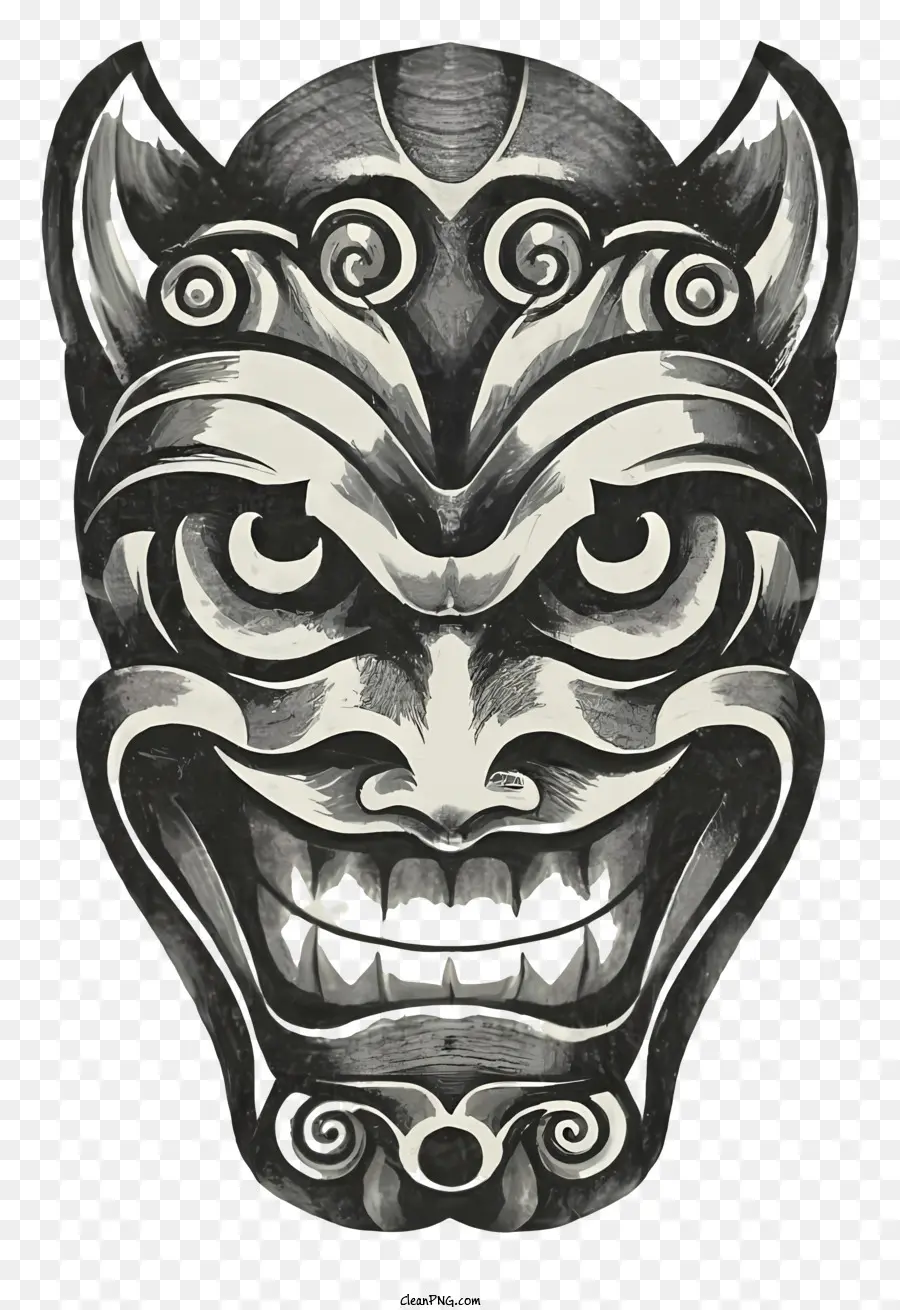 Demônio De Face，Design Preto E Branco PNG