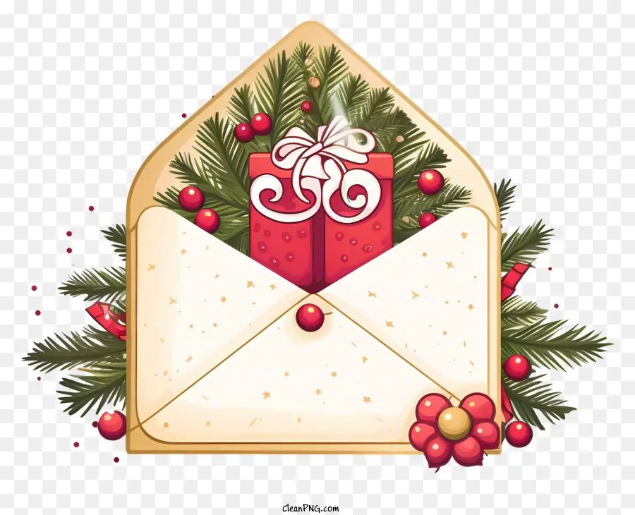 Natal Envelope，Laço Vermelho PNG