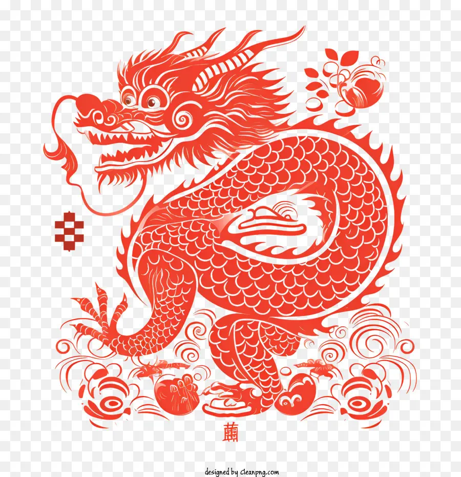 Dragão Chinês，Vermelho PNG