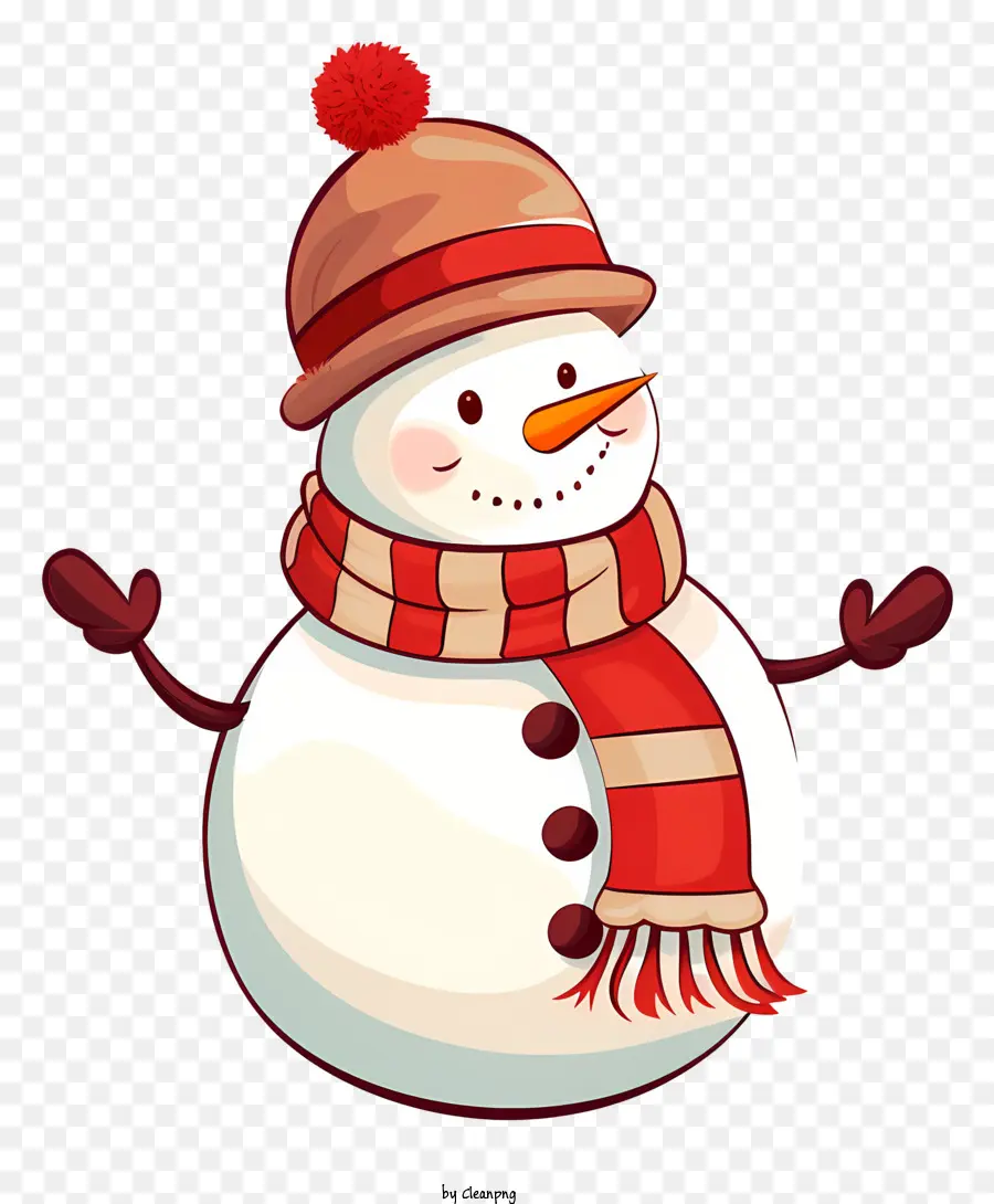 Boneco De Neve，Lenço Vermelho E Branco PNG