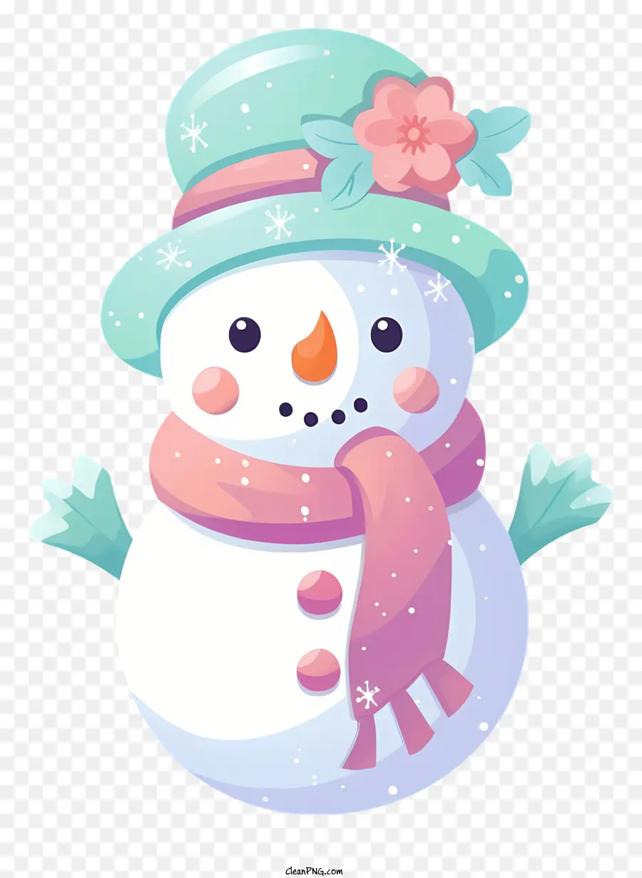 Cartoon Boneco De Neve，Chapéu Cor De Rosa PNG