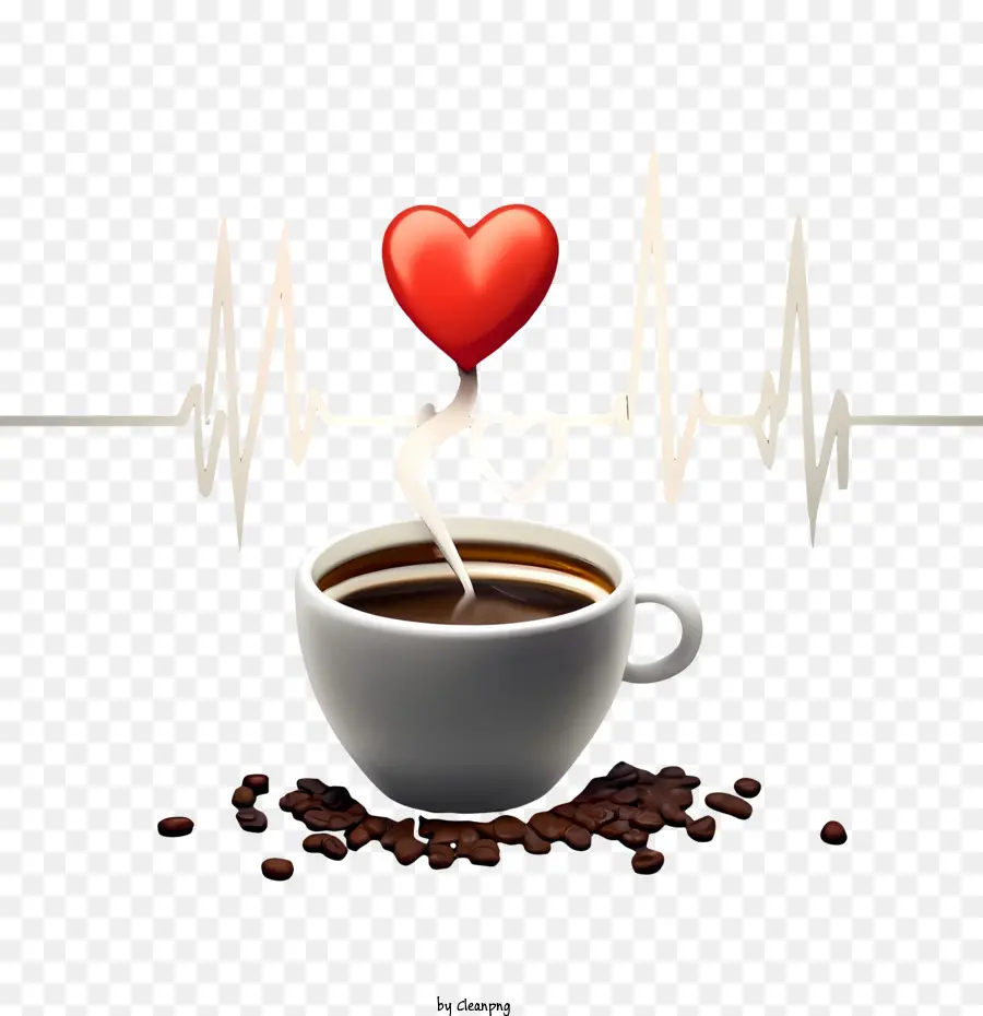 Xícara De Café E Coração，Coração PNG