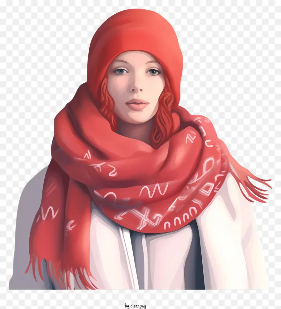 Mulher，Lenço Vermelho PNG