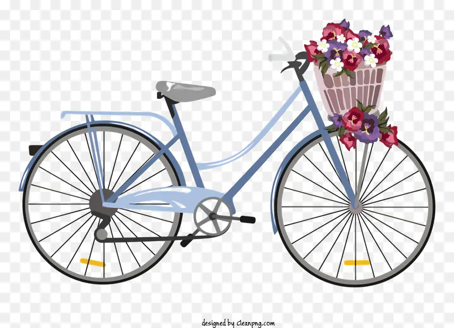 Azul Bicicleta，Cesta De Flores PNG