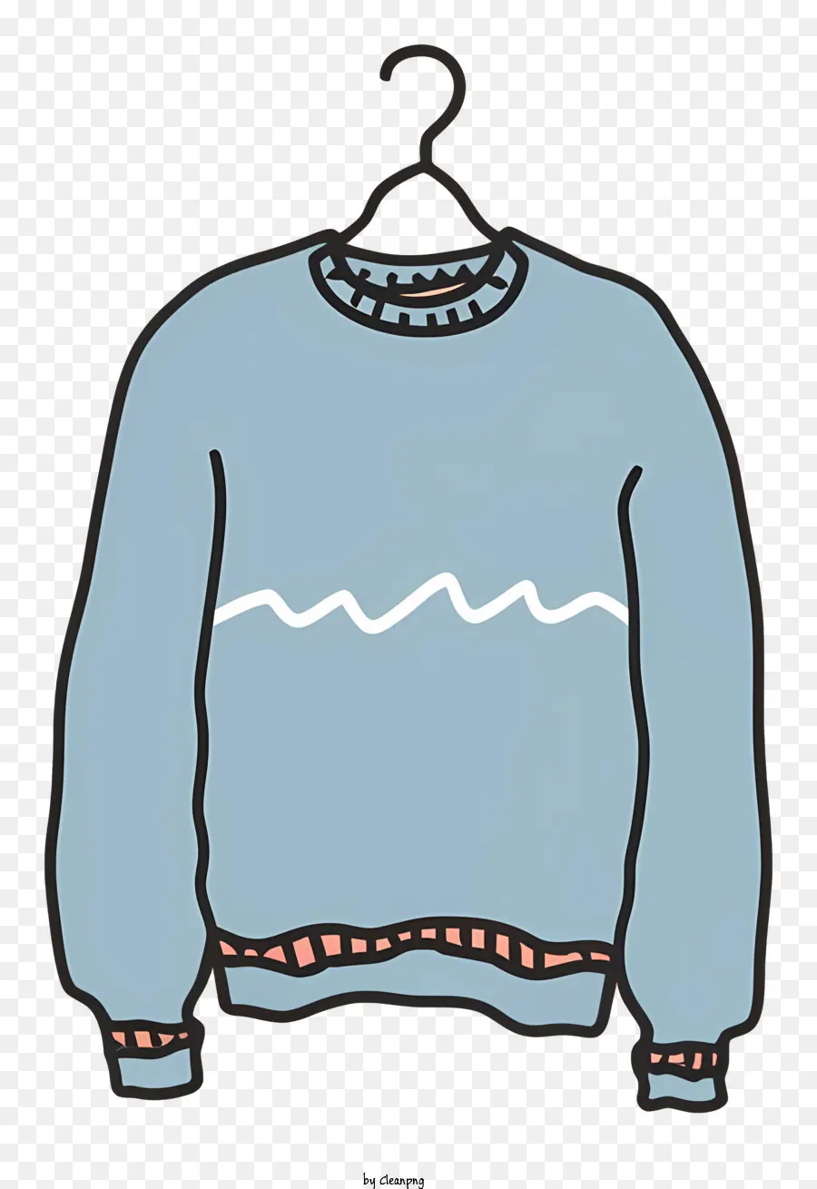 Suéter Azul，Ondas Brancas PNG