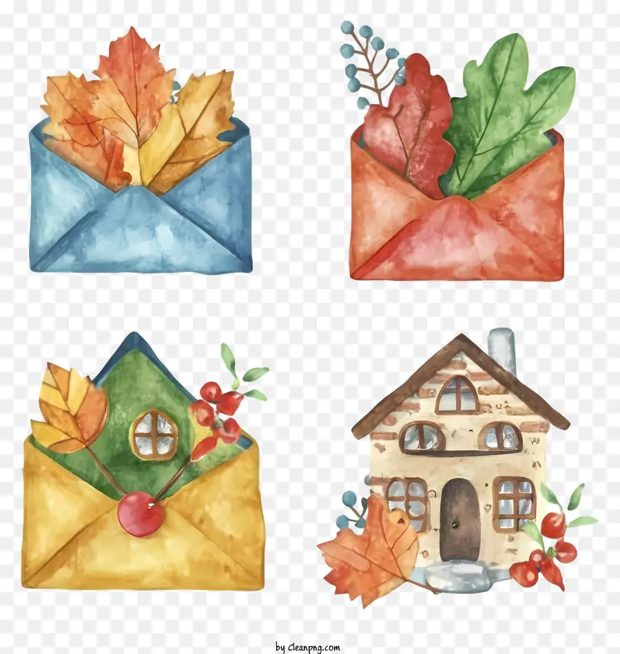 Pinturas Em Aquarela，Carta E Envelope PNG