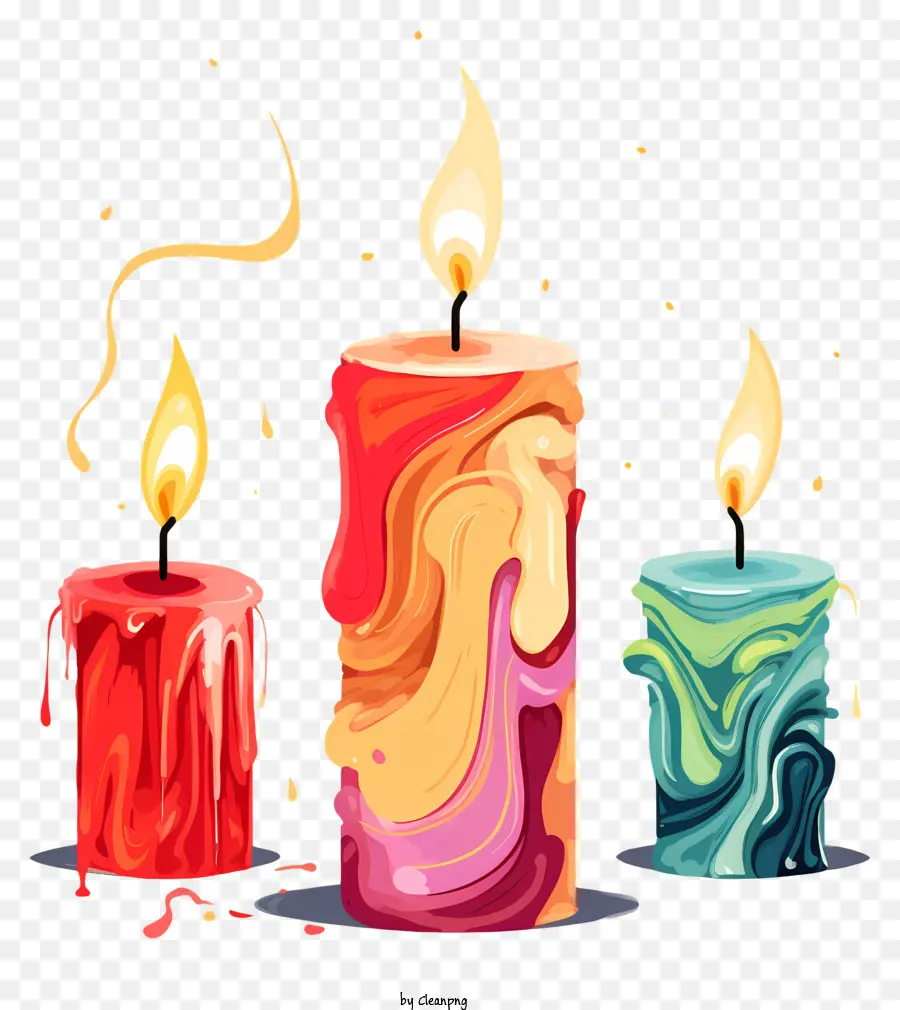 Velas Coloridas，Velas Laranja Brilhantes PNG