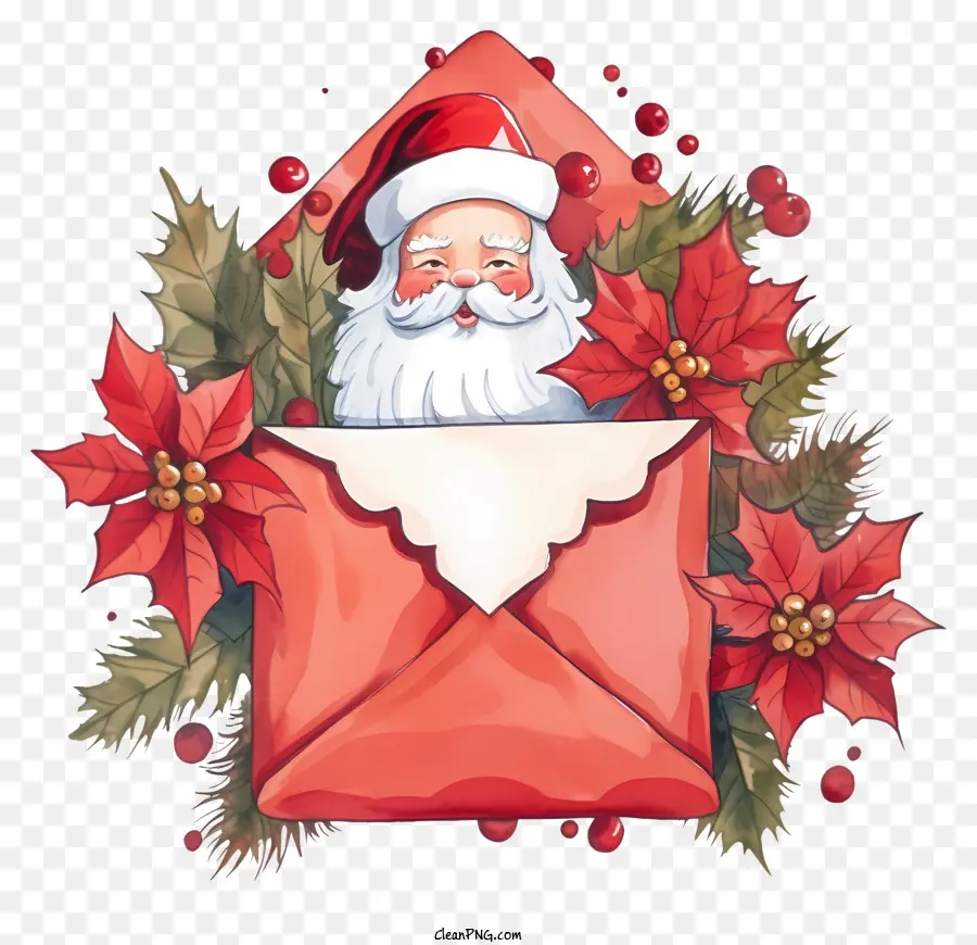 Papai Noel，Envelope Com Fita Vermelha PNG