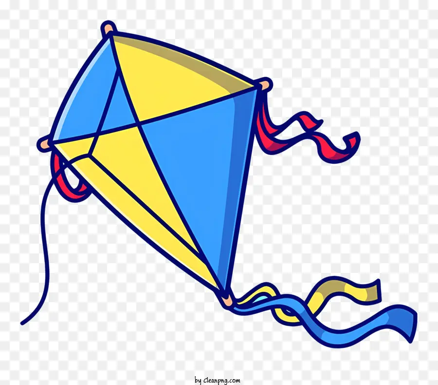 Kite De Desenho Animado，Pipa Azul E Amarela PNG