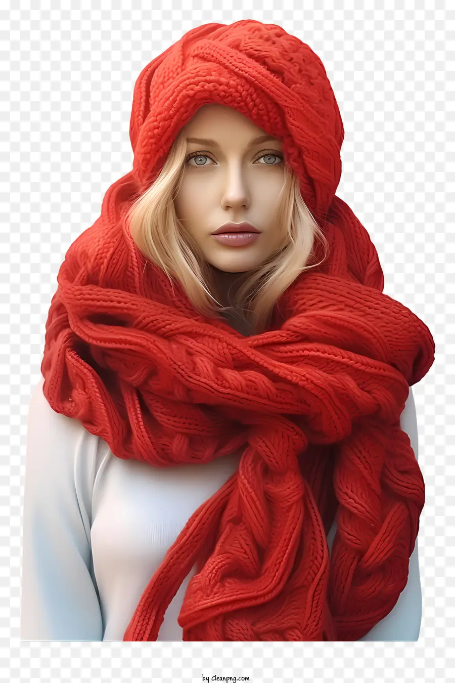 Mulher，Chapéu De Malha Vermelha PNG